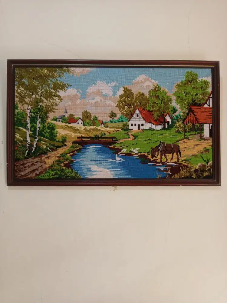 Jual lukisan benang rajut . Di buat tangan sendiri.