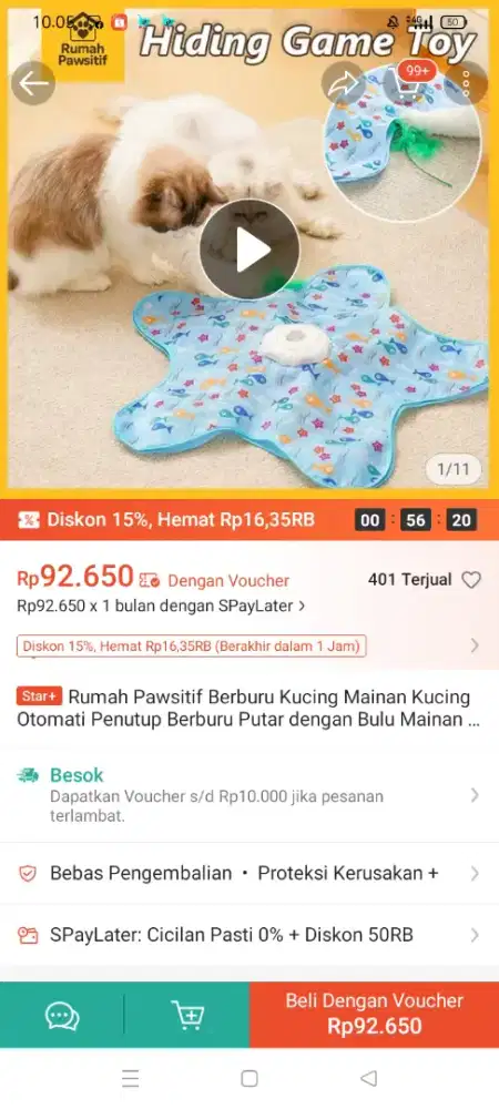 Tikar elektrik mainan berburu kucing