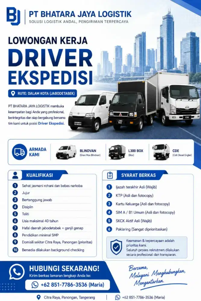 LOWONGAN SOPIR EKSPEDISI JABODETABEK