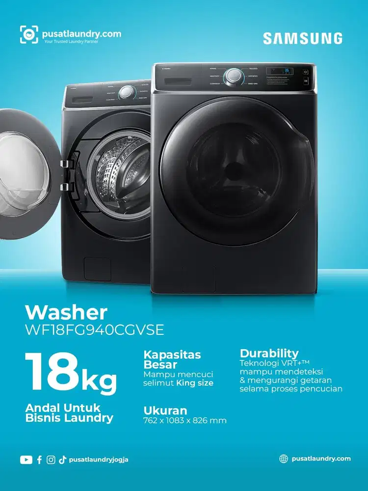 Mesin Cuci Samsung 18 Kg WF18FG940CGVSE Mesin Cuci Kommersial Garansi