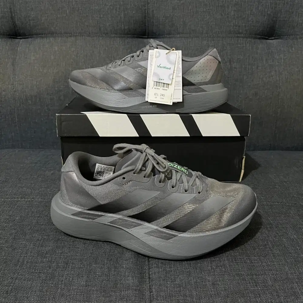 Sepatu Running Adidas Adizero EVO SL Grey Black Size 39 1/3