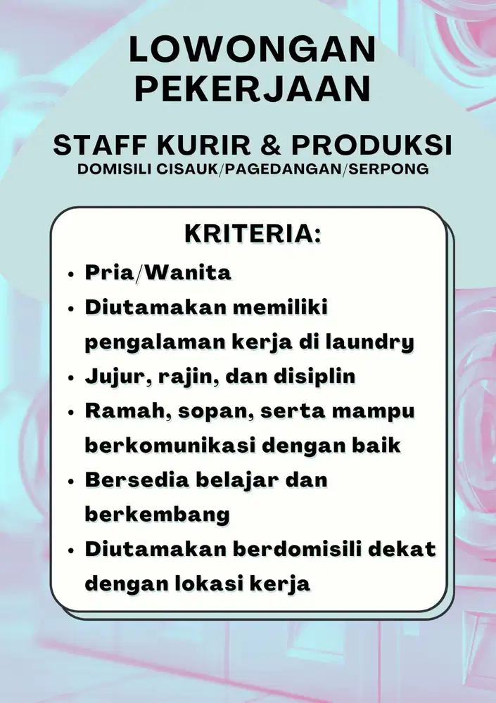 LOWONGAN KERJA — KURIR & PRODUKSI