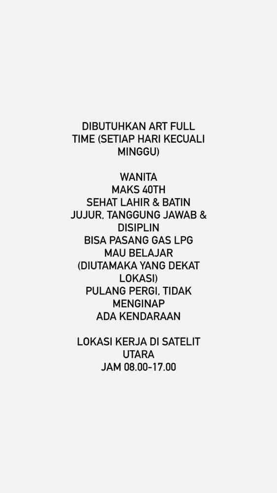 LOWONGAN ART FULL TIME SURABAYA BARAT