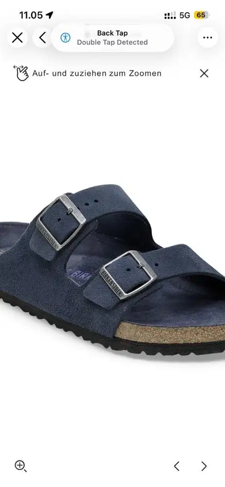 Sandal Birkenstock Arizona Suede Leather Navy Tonal Size 43