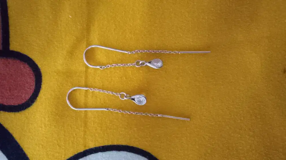 Anting sulam, perak 925 lapis mas putih super kilau