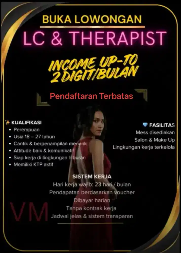 Lowongan Kerja Wanita Ladies LC KTV Club Lounge SPA Gaji Tinggi Harian