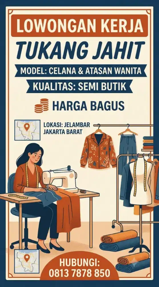 Lowongan Tukang Jahit – Jelambar, Jakarta Barat