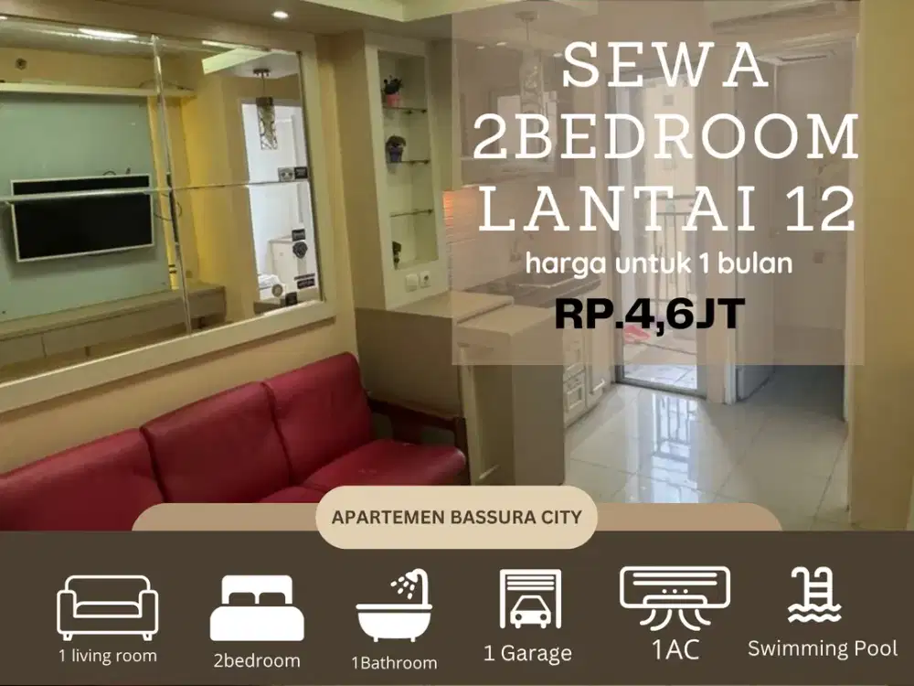sewa 2kamar full furnis tahunan murah apartemen bassura city
