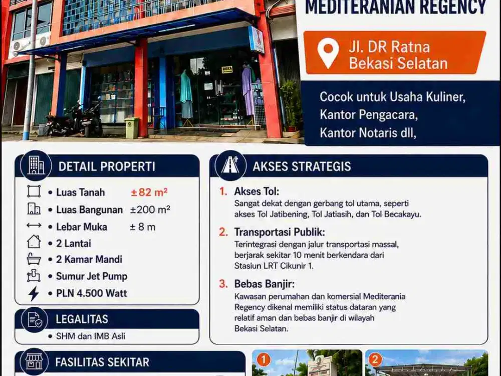 Dijual Segera RUKO FRESH MARKET di Bekasi selatan