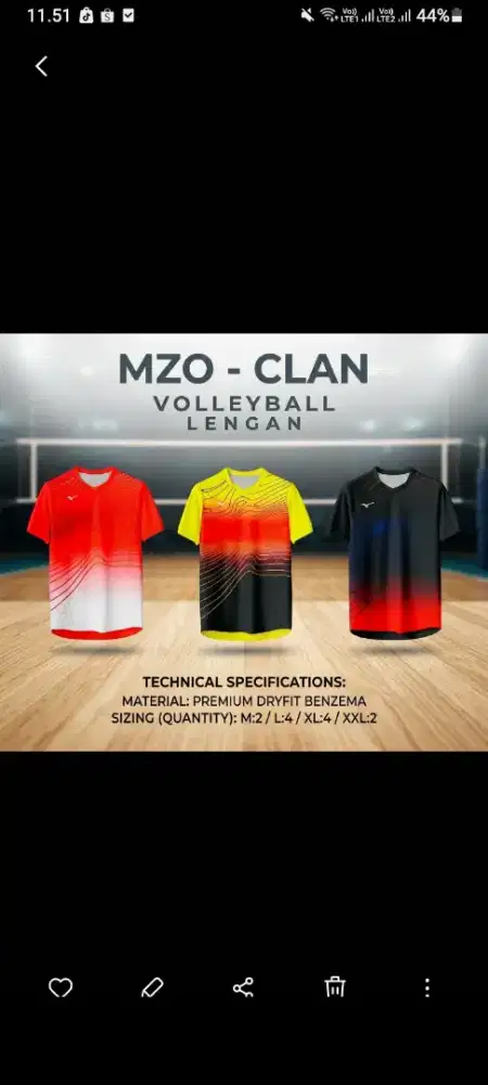 KAOS ATASAN MIZUNO 1 set isi 12 pcs