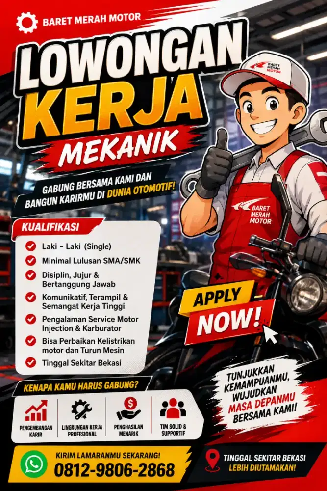 DIBUTUHKAN MEKANIK MOTOR HANDAL