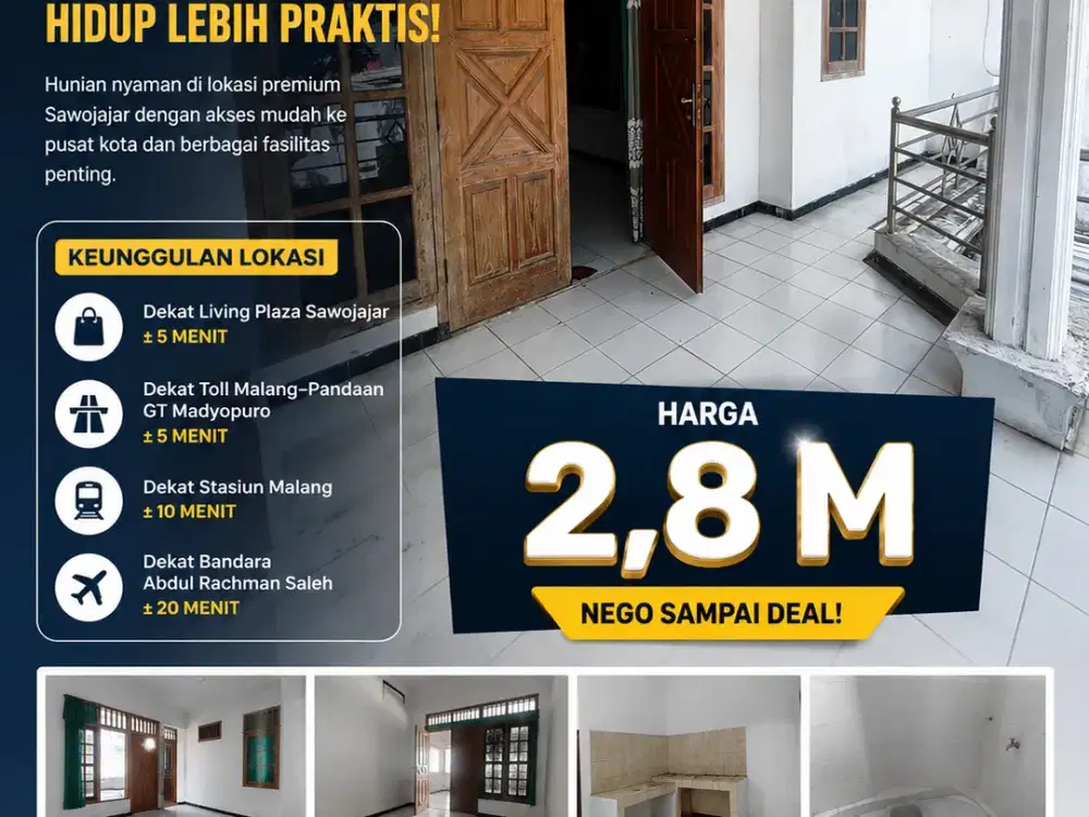 Rumah Sawojajar Dekat Tol dan Stasiun Malang