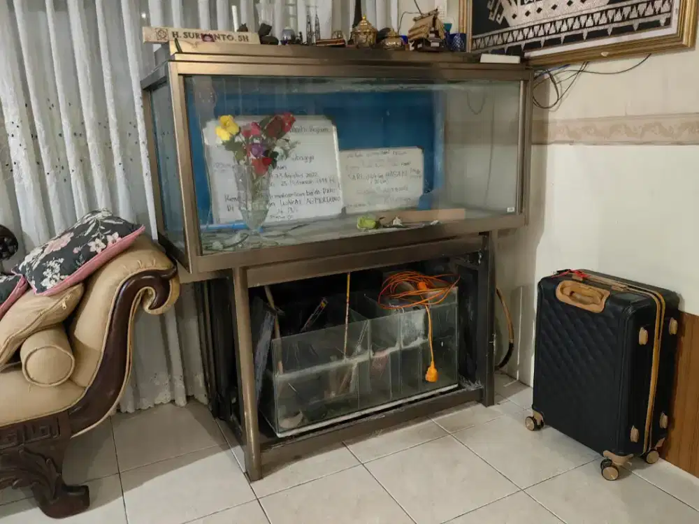 Set aquarium meja stainless steel