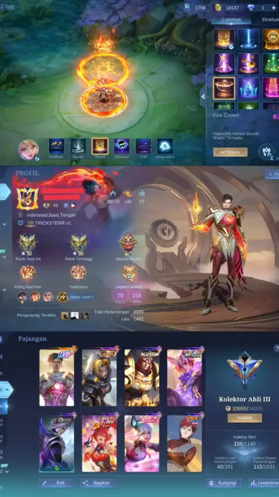 AKUN MOBILE LEGEND GUSION 11 SPEK JUNGLER