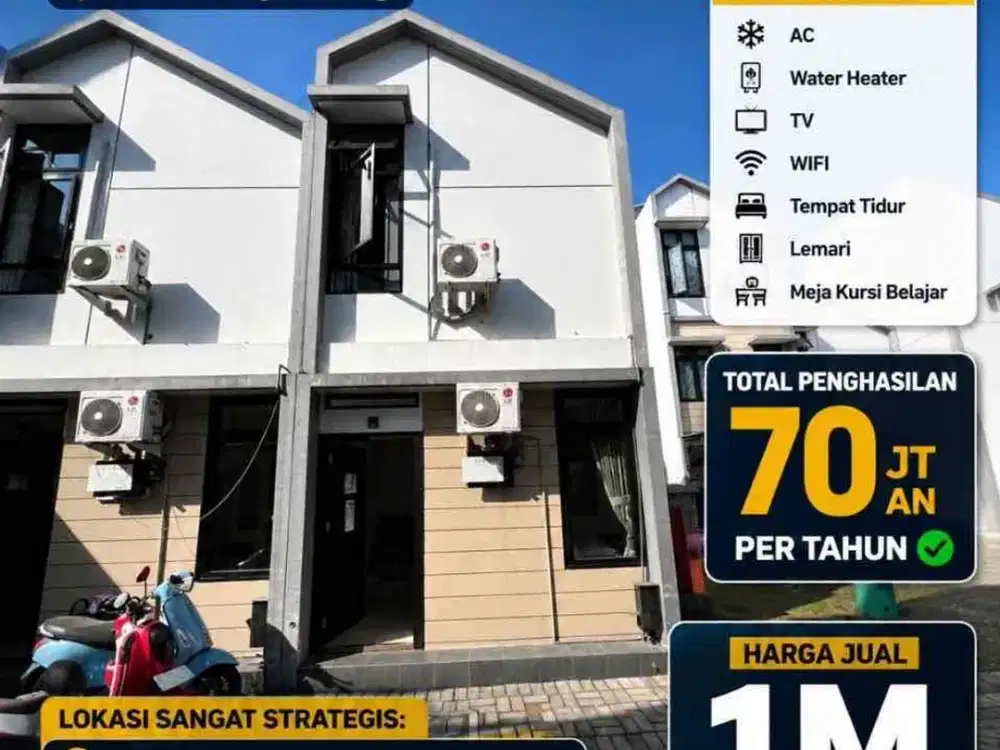 Rumah kos aktif full furnished dekat kampus Binus Araya Malang