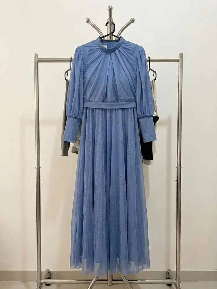 ⁠Gamis Tile Gliter Premium Import - Navy / Biru⁠