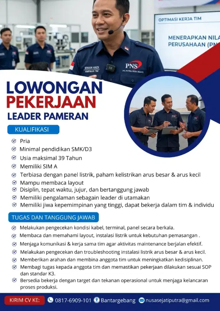 DIBUTUHKAN SEGERA. LEADER & DRIVER. HARAP BACA DAHULU POSTER NYA