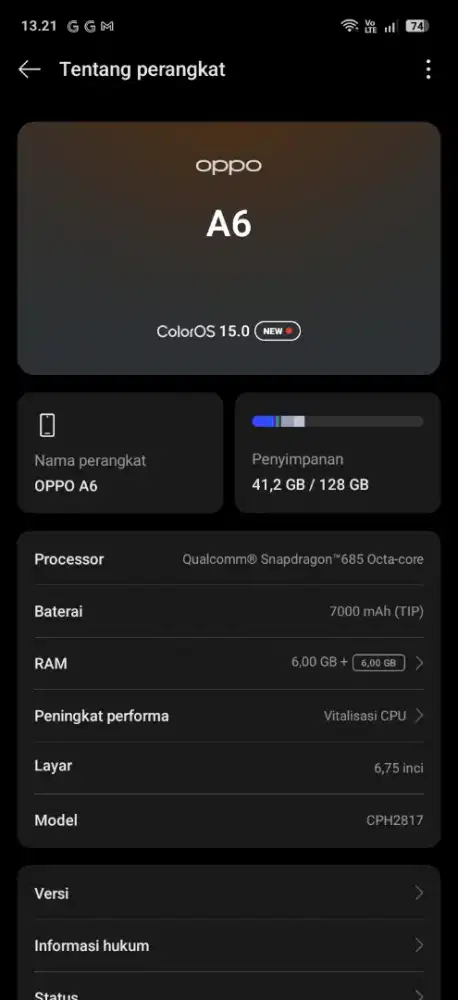 JUAL HP OPPO A6 6/128