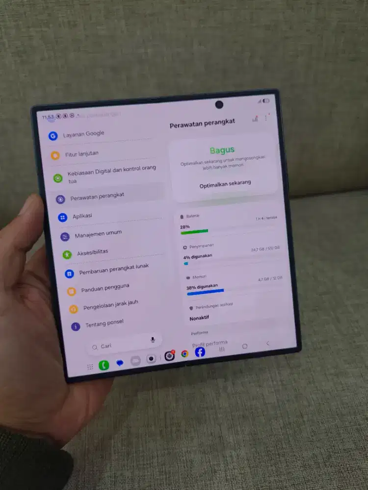 Fold 7 512gb warna hitam dan biru kondisi mulus mulus