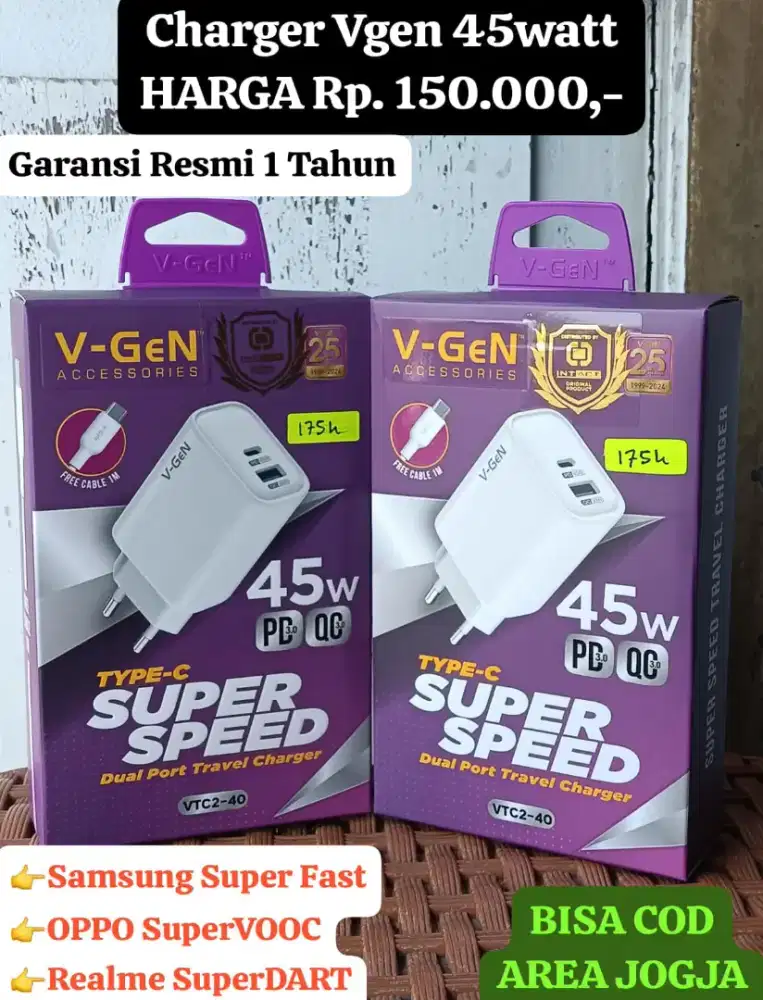 Charger Vgen 45watt Super Fast Charging ( BISA COD )