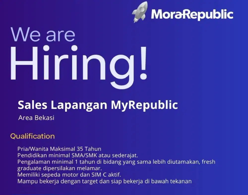 Di butuhkan Sales Provider Door to Door