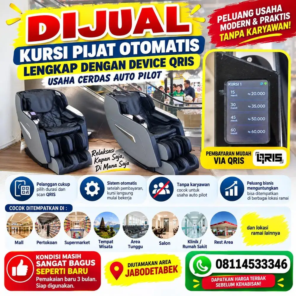 DIJUAL!!! KURSI PIJAT UNTUK USAHA AUTO PILOT