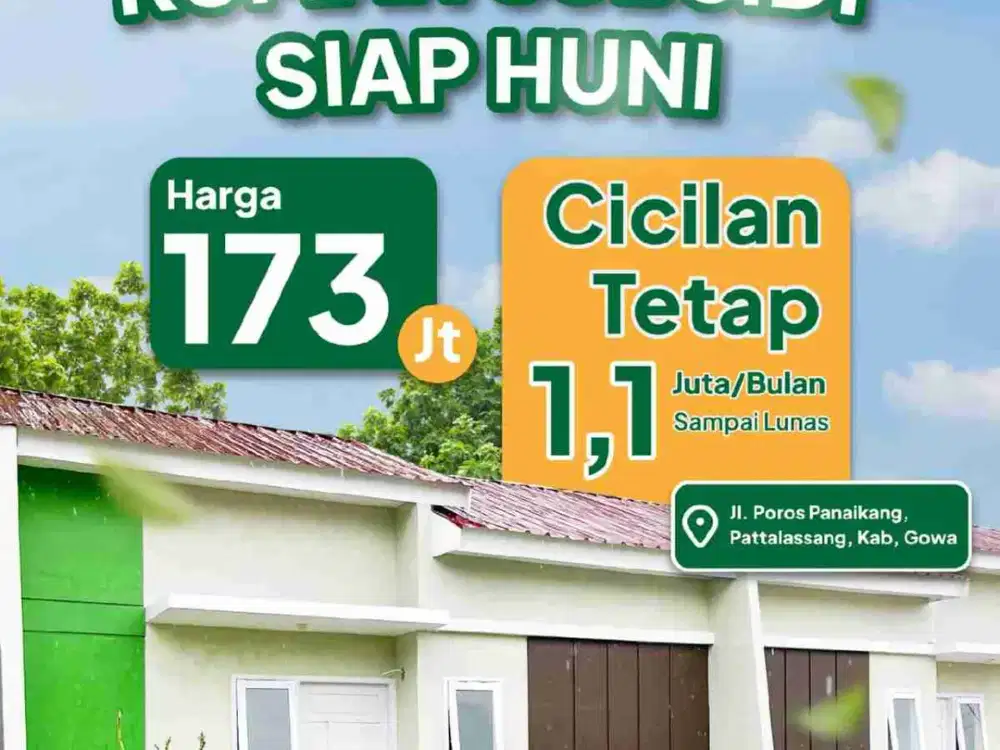 Rumah Subsidi Ready unit Panaikang Gowa