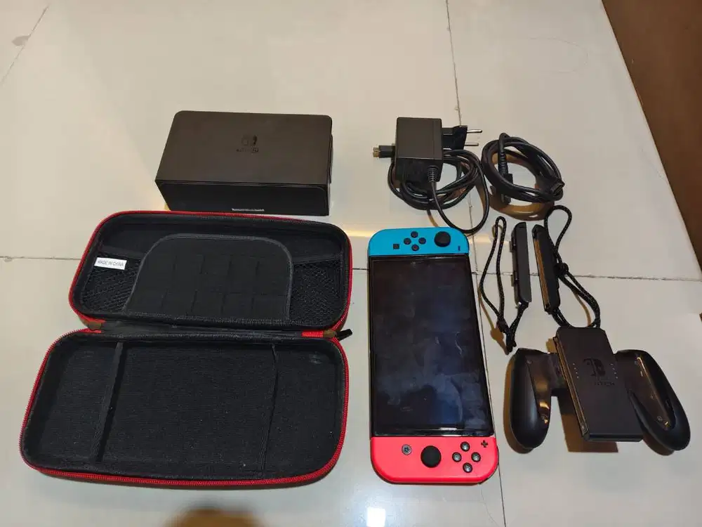 Dijual Switch OLED Neon fullset + memory card 128 gb