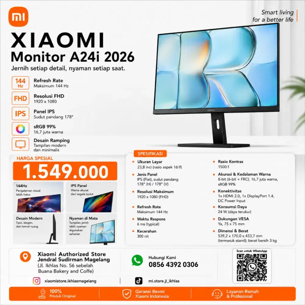 Xiaomi Monitor A24i 2026 (Ready StockNew Segel Garansi Resmi)