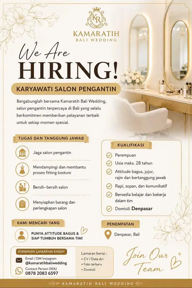 lowongan kerja staff salon pengantin