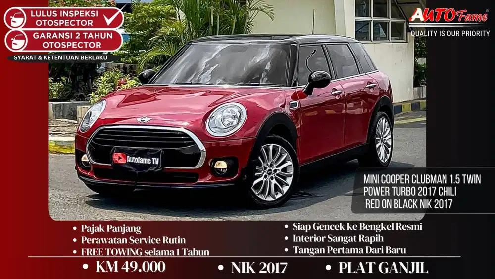KM49RB Mini Cooper Clubman 1.5 Twin Power Turbo 2017 Chili Red On Blac