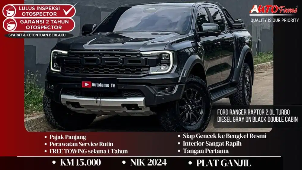 KM15RB  Ford Ranger Raptor 2.0L Turbo Diesel Gray On Black Double Cabi