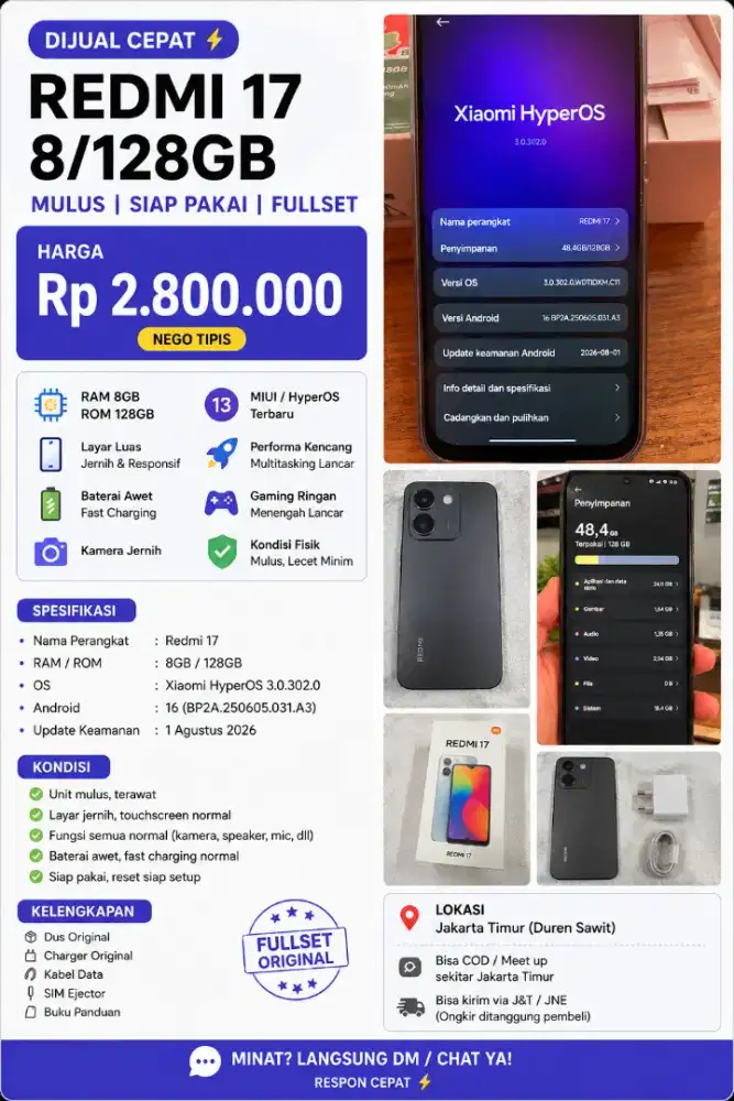 Redmi 17 8GB ram 128 ROM