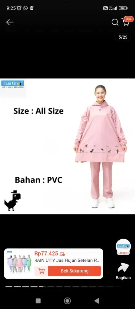 BARU Jas hujan RAIN CITY XXL warna pink