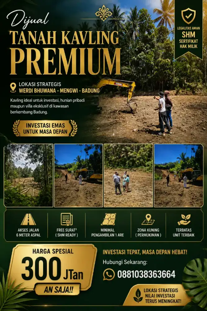 TANAH KAVLING PREMIUM MENGWI BADUNG 300JTan SAJA!!