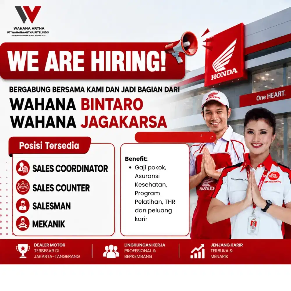 Dibutuhkan Segera, Team Sales Motor Honda