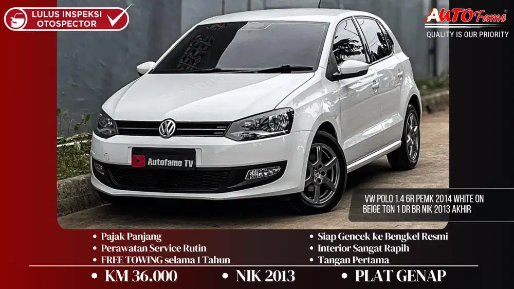 KM36RB VW Polo 1.4 6R PEMK 2014 White On Beige Tgn 1 Dr Br NIK 2013 Ak