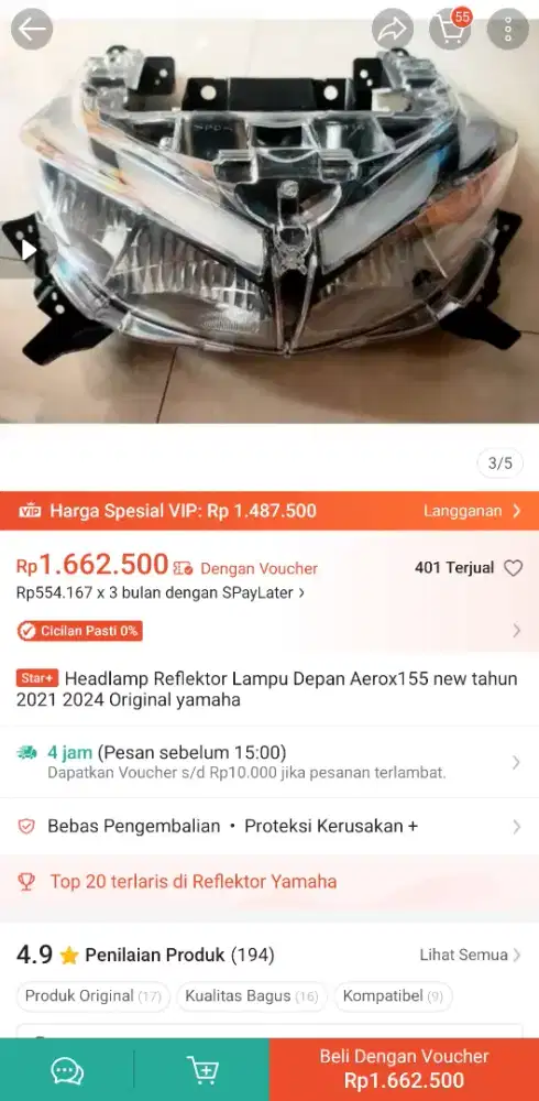 Headlamp aerox new