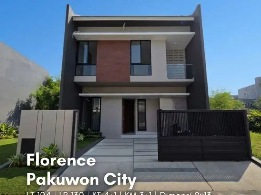 Rumah Florence, Pakuwon City  NEW, MINIMALIS, CARPORT 2, ROW JALAN 3 MOBIL