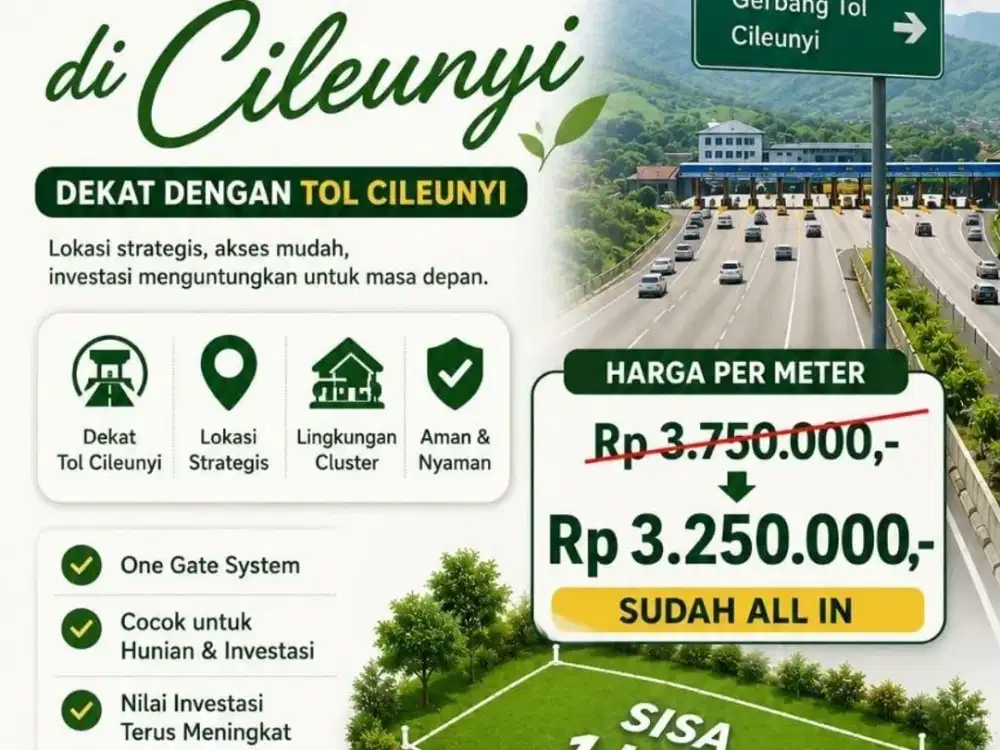 Jual Tanah Kavling Rumah di Cileunyi Bandung Dalam Cluster SHM