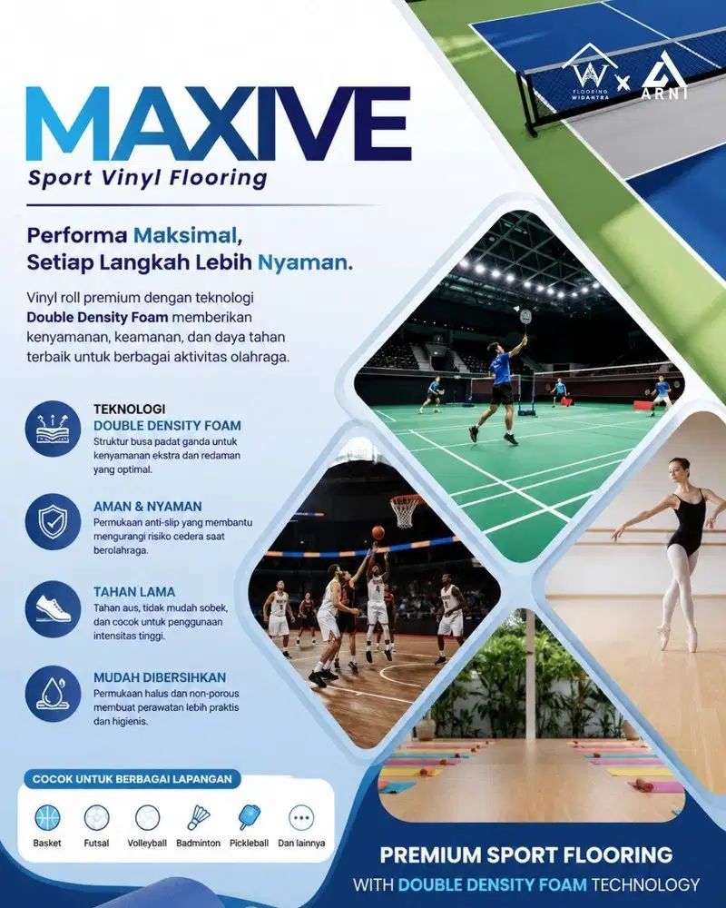 Vinyl Sport Maxive | Lantai Vinyl Sport Indoor | Terima Jasa Pasang