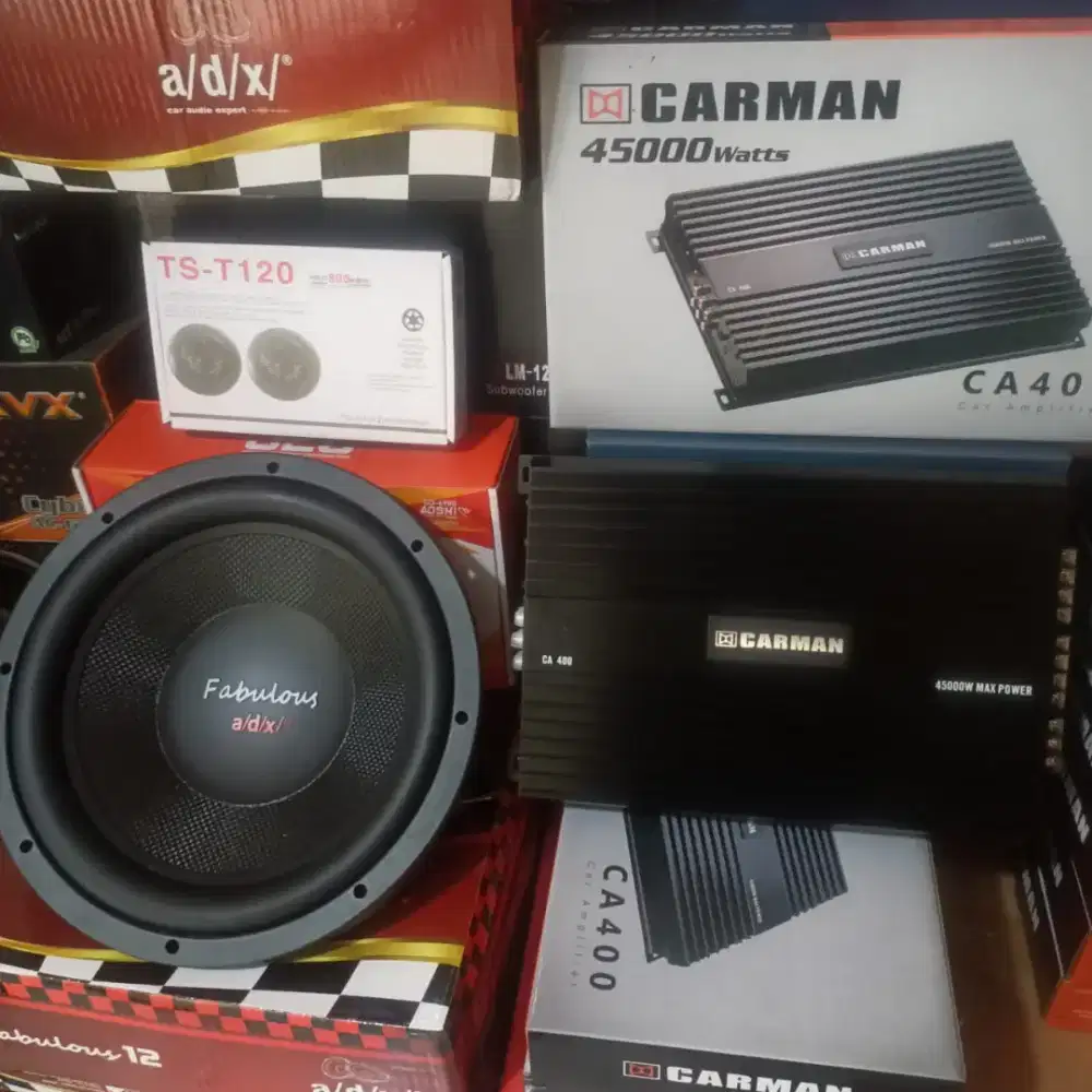 Power 4Chnl, Subwoofeer 12 inchi,Box sub mdf, Tweter Instalasi+psng