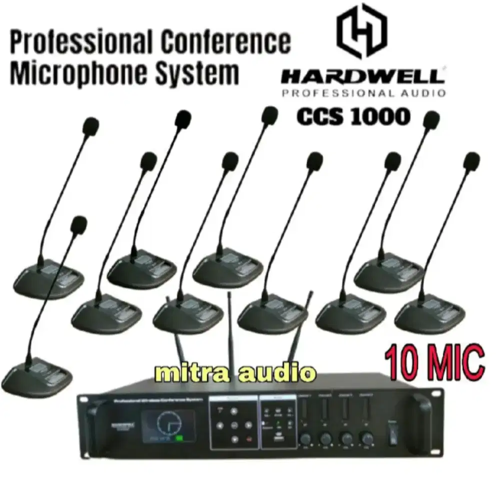 Paket mic meja wireless conference Hardwell ccs 1000 isi 10 mic