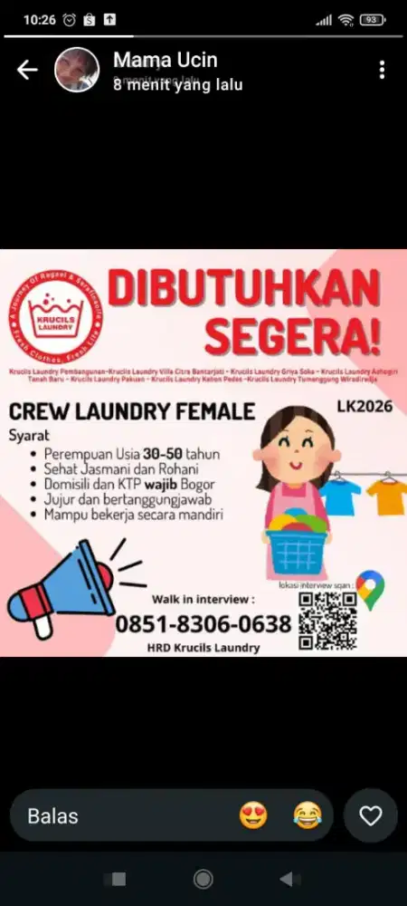 Lowongan kerja crew laundry