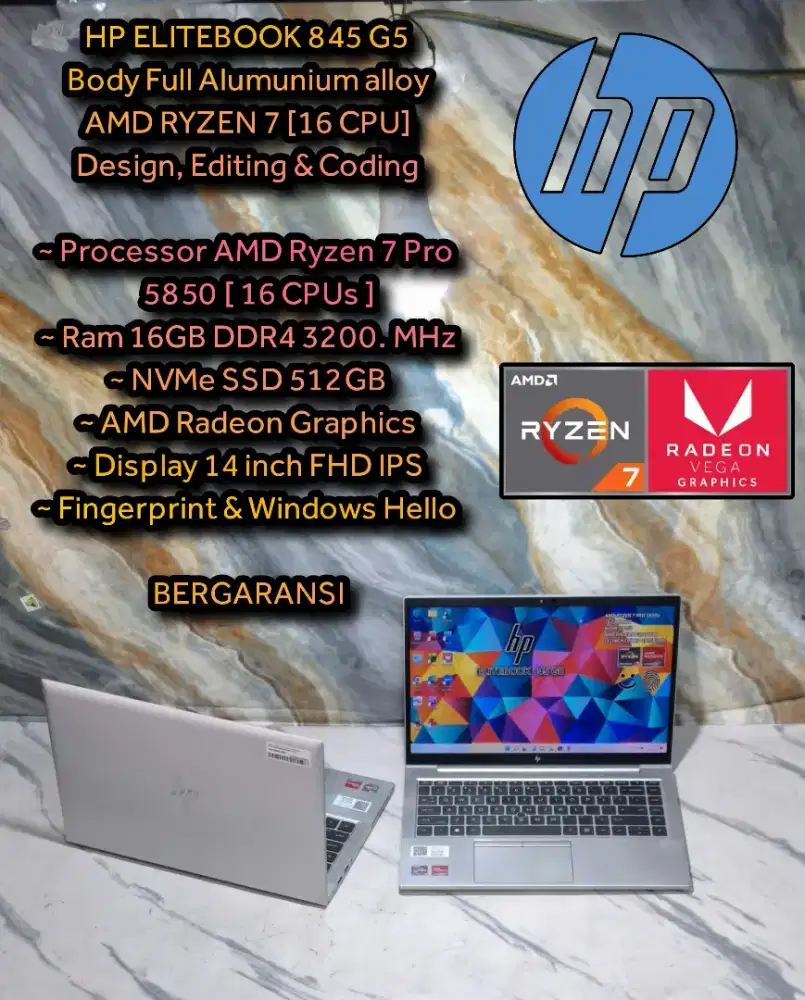 LAPTOP HP ELITEBOOK 845 G5 AMD RYZEN 7 PRO 5000 SERIES LAPTOP CODING L