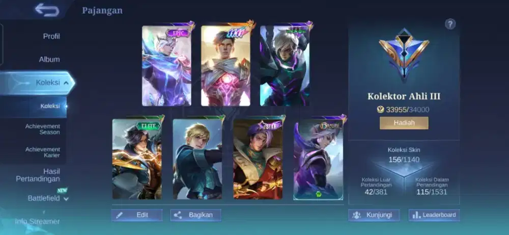 jual akun ml polosan skin gs 11 180k nego