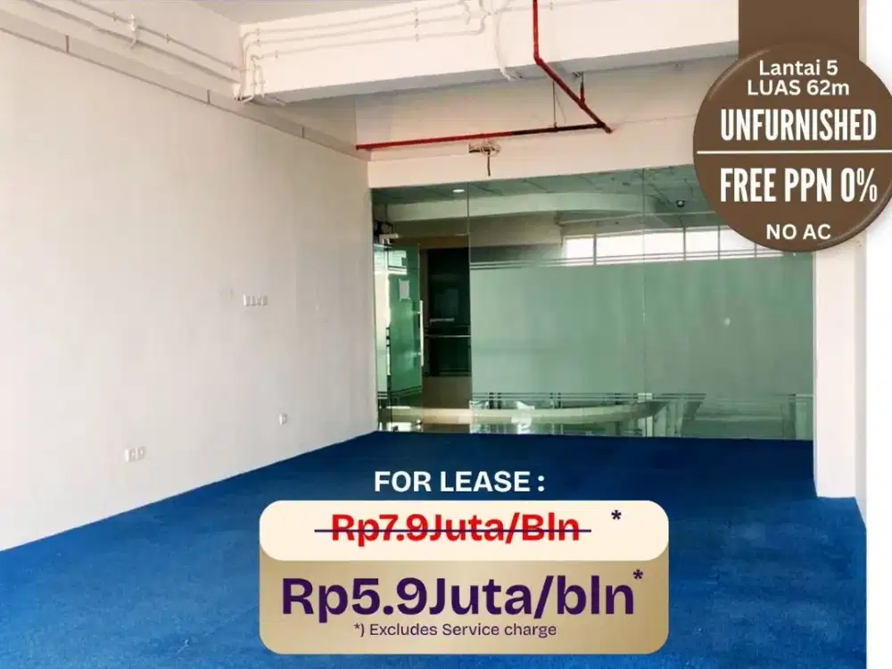 FREE PPN 0%. DISEWAKAN Kantor SPAZIO (62m) Office for rent Graha Famili PTC mall