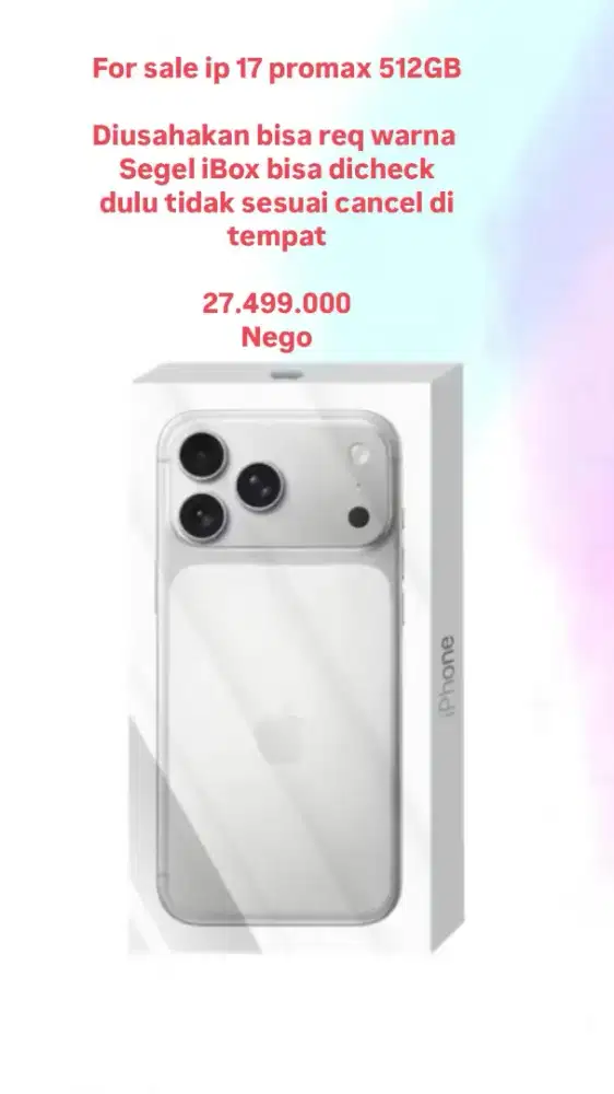 iPhone 17 promax 512GB new iBox segel