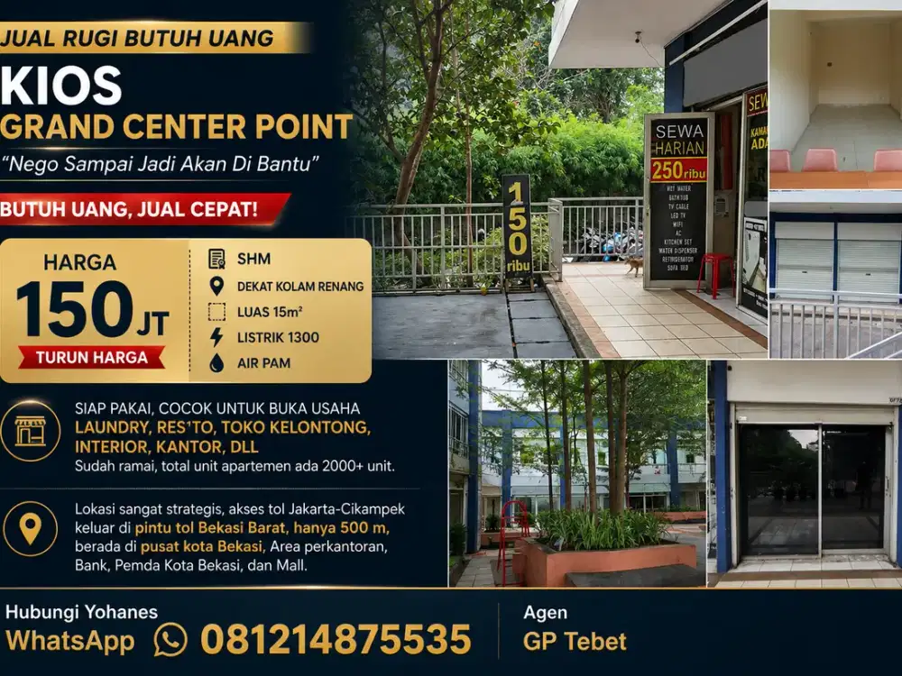 Jual Rugi Butuh Uang Kios Grand Center Point
