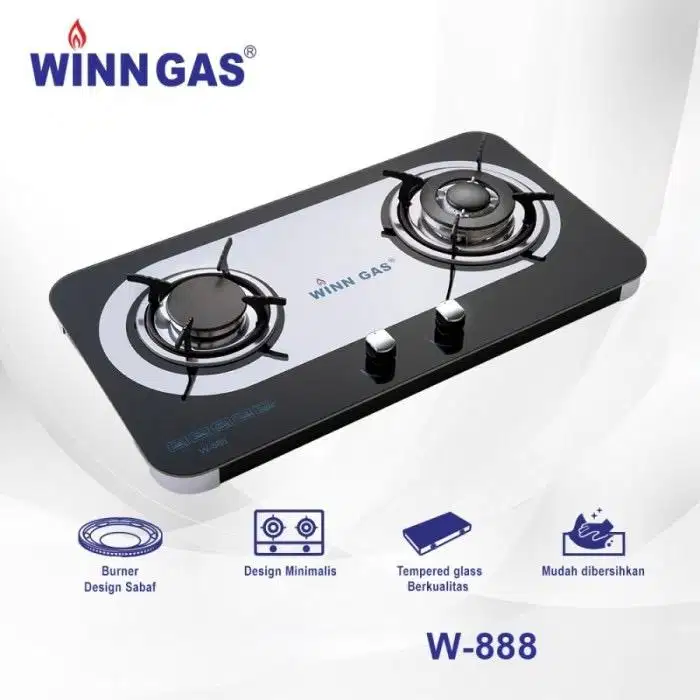 KOMPOR KACA GAS AESTHETIC WINN GAS W-888 GRATIS STOVE RACK 2 PIECES
